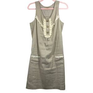 JUICY COUTURE Beige Gold Shimmer Button Lace Sleeveless Mini Dress Size 6